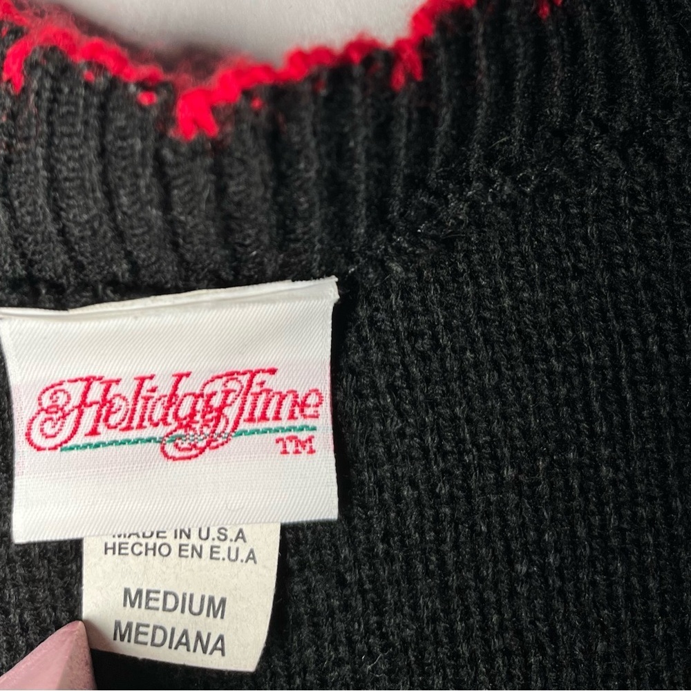 Vintage Holiday Time USA Made Womens Knit Christmas Theme Cardigan Sweater M - Picture 5 of 8